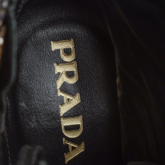 Prada Black Leather Ankle Laced Boot with Buckle - Picture 12 of 12